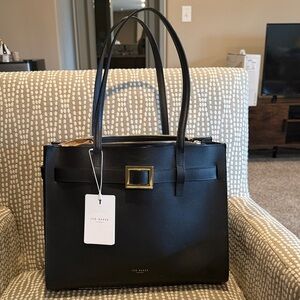 Ted Baker London buckle large tote bag, black emillyy NEW